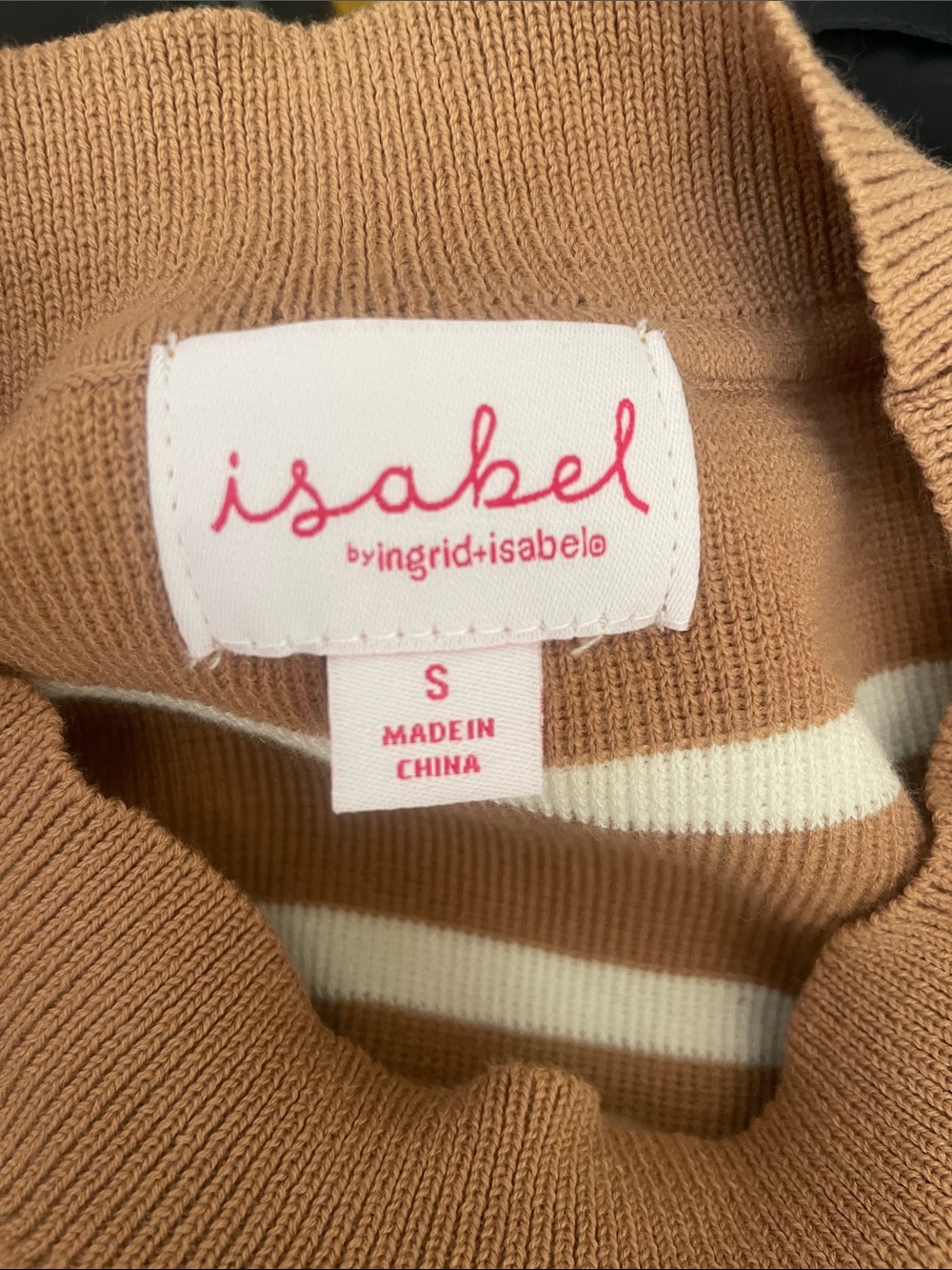Isabel by Ingrid & Isabel - Tan & White Striped Crewneck Sweater - Picture 2 of 2